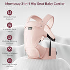 Momcozy Baby Carrier with Hip Seat, 2-in-1 Forward-Facing Carry for Active Babies, Detachable Hands-Free Carrier up to 44lbs, Breathable Infant Carrier Fits Waist Sizes up to 45 Inches, AirMesh Pink
