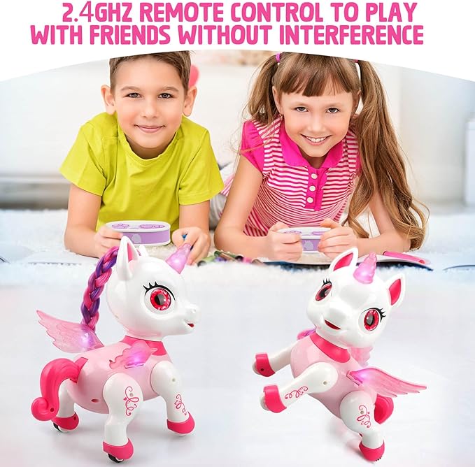 Unicorn Toys for Girls Age 4-6: Robot Pets for Kid Remote Control Robot Toy for Ages 5-7 Robot Toys for Kids 8-12 Birthday Gifts for 3 4 5 6 7 8 Year Old Girl, Pink