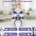 M SANMERSEN Kids Toys Jazz Drum Set - Upgraded Rock Drum Kit with Stool Musical Instruments Educational Birthday Christmas Toys Gifts for Toddlers Child Boys Girls Aged 3 4 5 6 7 8 Year Old