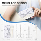 6 PCS Nasal Hair Cutter & 2 PCS Facial Hair Small Grooming Scissors for Men Women - Double-Sided Nostril Hair Remover Tool with 360° Rotating Blade, Nose Hair Trimmer & Eyebrow Scissors