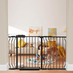 HOOEN 30" Tall Extra Wide Baby Gate for Doorways Stairs 53 to 57.5 Inch Large Long Wide Pressure Mounted Pet Dog Gate Walk Through Child Safety Gate with Extension Kit
