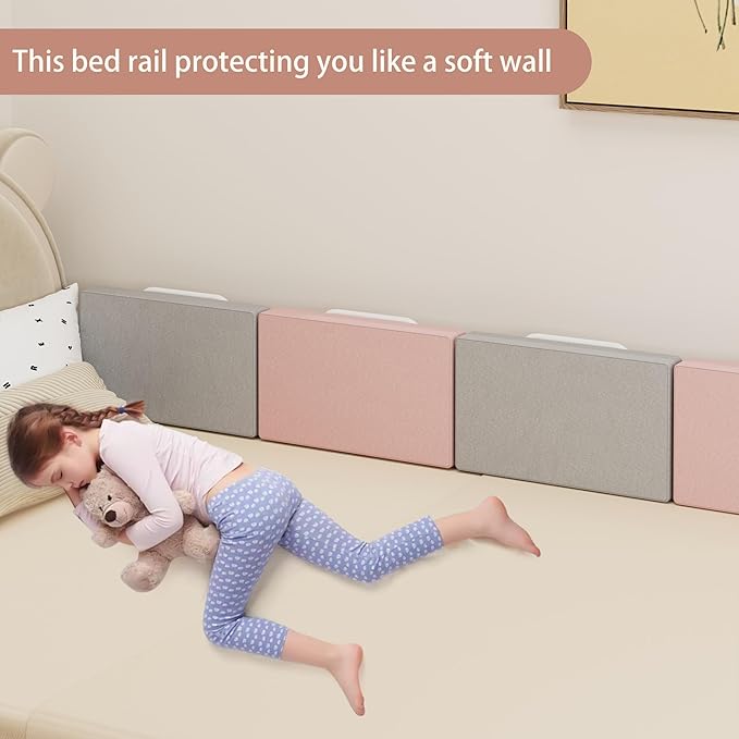 Bed Rail Guards for Toddlers, Adjustable Bed Rails with Safety, Bed Side Rails for Twin, Full, Queen Bunk Size (Pink)