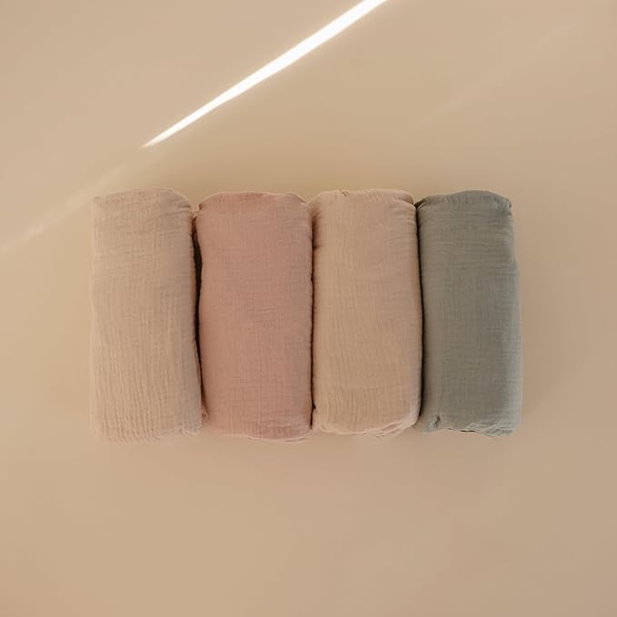 mushie Extra Soft Muslin Fitted Crib Sheet 2-Pack | 192 Thread Count | 28"x 52" (Roman Green/Fog)