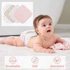 Viviland Baby Towels and Baby Wash Cloths Set Hooded Baby Towels Baby Wipes Absorbent Bath Face Towels Burp Cloths or Face Towels for Girl Boy 6-Pack Size 28 x 28 Inch(Elephant)