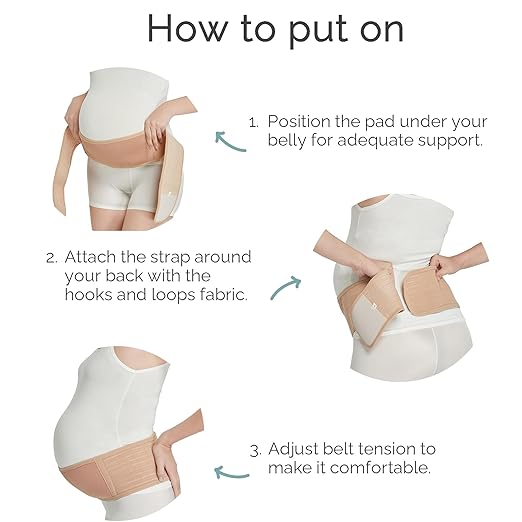 NeoTech Care Adjustable Maternity Belt - Light and Breathable Pregnancy Belly Support Band for Pregnant Women (Beige, Regular Size)