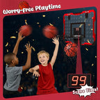 LovesTown Indoor Mini Basketball Hoop for Kids, Basketball Hoops Over The Door with LED Lighting, Mini Hoop with 4 Balls Electronic Scoreboard Toys, Sports Toys Gifts for Boys Girls