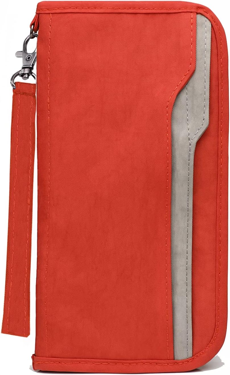 ZOPPEN Passport Holder Family RFID Passport Wallet, Passport Holder Women/Men, Travel Wallet Documents Organizer Zipper Case with Removable Wristlet Strap, Travel Essentials for Flying