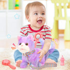 Plush Toys Cat for Kids with Leash, Interactive Electronic Kitty That Walking,Meowing,and Tail Wagging, Pretend Play Realistic Cat Christmas Birthday Gifts for Boys and Girls