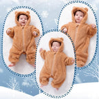 Newborn Baby Bear Outfit Suit Girls Boys Fleece Jumpsuit Romper Hooded Winter Snowsuit Clothes
