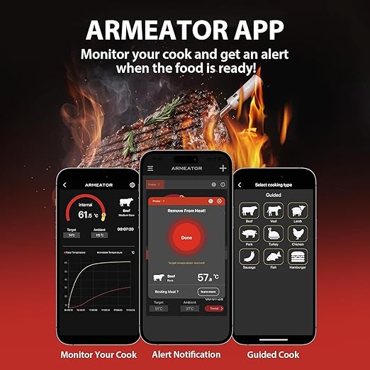Smart Meat Thermometer Digital App | Instant Read Food Thermometers for Grill Cooking | Perfect for Steak, Chicken, Turkey | WiFi Unlimited for BBQ,Oven, Smoker, Air Fryer | Kitchen Gadgets Essentials
