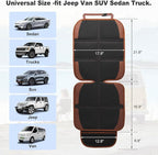 Car Seat Protector for Child, 2 Pack With Mesh Pockets & Non-Slip Backing 600D Durable Under Baby Seat Cover for Back Seat (Dark Brown, Standard)