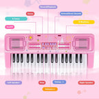 Kids Keyboard Piano, 37 Keys Keyboard Electric Digital Piano, Early Learning Educational Musical Toys Piano for Kids Toddlers Beginners with Music Stand, Microphone - Christmas Birthday Gifts, Pink