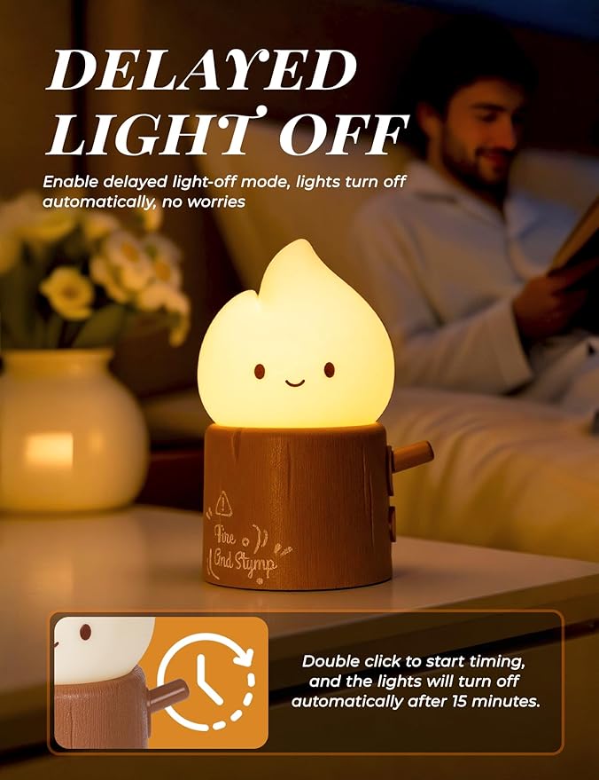 Torch Night Light with Sound Machine for Baby, 2 Modes Candlelight & Night Lamp, Sleep Aid White Noise Soother, Dimmable Warm Night Light for Baby Nursery, Toddler Kids Bedroom