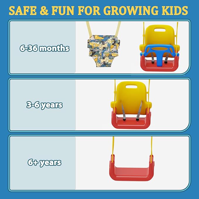 2 in 1 Toddler Swing & Baby Jumper, Foldable Baby Bouncer with Soft Cushion, Foldable Indoor & Outdoor Use, Easy to Install & Store Swing Sets for Backyard Play (Blue)