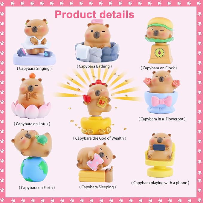 Capybara Series Blind Box Collectible Action Figures, Random Cute Capybara Toy for Capybara Lovers, Mystery Box Gift for Home Decor Birthday Party Favors