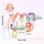 Car Seat Toys for Babies 0-6 Months Boy Girl Carseat Toys Hanging Spiral Stroller Toy, Infant Toy 0-6 Months Baby Newborn 0 3 Month Brain Development with Music Teether Rattle