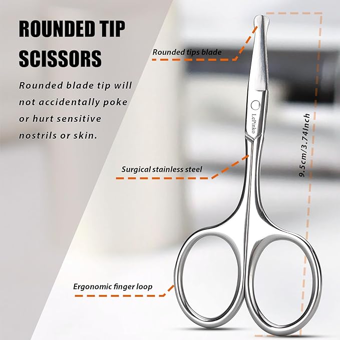 LePinko Nose Hair Trimmer For Men, Nasal Hair Tweezers For Women, Small Scissors For Hair Grooming