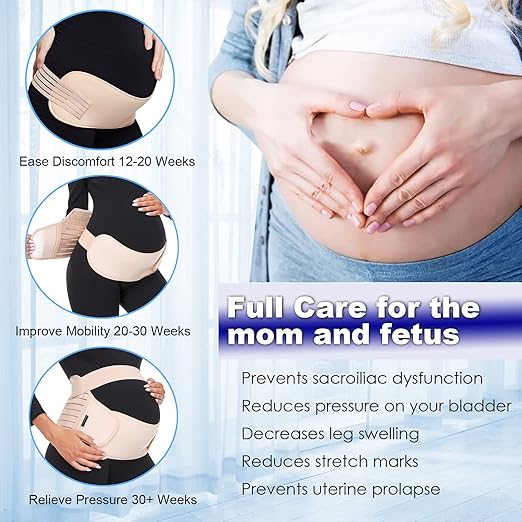 ChongErfei Maternity Belt, Pregnancy 3 in 1 Support Belt for Back/Pelvic/Hip Pain, Maternity Band Belly Support for Pregnancy Belly Support Band (M: Fit Ab 35.5"-47.3", Black)