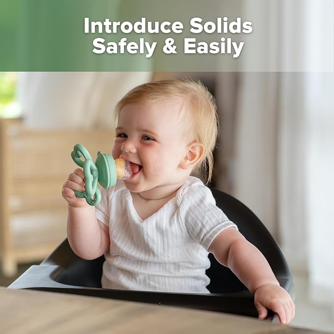 Haakaa Clover Baby Fruit Feeder Teether & Mini Freezer Nibble Tray – BPA-Free Silicone Breastmilk Popsicle Mold for Baby Teething Relief & Self-Feeding, 4M+ (Pea Green)