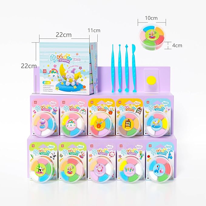Air Dry Clay Kit - Modeling Clay for Kids 10 Boxes mit Sculpting Tools und Tutorials, Ultra Light & Soft, Safe & Non-Toxic, DIY Model Magic Clay,Creative Crafts Toys Gifts for Girls Boys 3+ Years Old