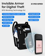 Neck Wallet for Travel & Passport Holder with RFID Blocking - Slim & Easy to Conceal Nylon Travel Pouch for men & women - Holds Phone, Cash, Cards, Keys - Sweat & Water Resistant - Large - Black