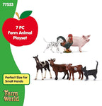 Schleich Farm World - 7 PC Farm Animal Playset with Dog, Cat, Pig, Goat, Rooster, Baby Horse and Cow Toys - Realistic Barnyard Figurines - Fun Educational Figures For Kids and Toddlers Ages 3+ | 77533