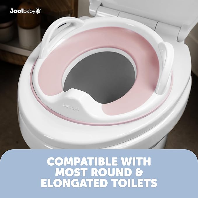 Jool Baby Potty Training Seat for Boys and Girls With Handles, Fits Round & Oval Toilets, Non-Slip with Splash Guard, Includes Free Storage Hook (Pink)