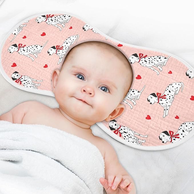 2 Pack Muslin Burp Cloths Cute Dogs Hearts Pink Cotton Baby Burp Cloths Ultra Absorbent Soft Thick Burping Cloth for Newborn Babies Boys Girls 22x11 Inch