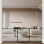 WAOWAO Triple Lock 77.17-84.65" Baby Gate Extra Wide Pressure Mounted Walk Through Swing Auto Close Safety Black Metal Dog Pet Puppy for Stairs,Doorways,Kitchen