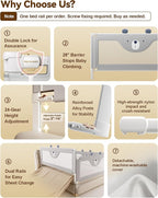 Baby Bed Rail Guard for Toddlers, Reinforced 60in Toddler Bed Rails for Queen Bed with Height Adjustable, Extral Tall Child Safety Side Railing Guards/Bedrail for Kids,Grey Bear, 1 Side 60" Lx28 H