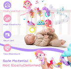Koty Carseat Toys Hanging, Pink Mermaid Stroller Toys for Babies 0-6 Months, Baby Car Seat Toy with Crinkle, Teether, Music Box, Rattle, BB Squeaker for Babies Boys Girls Gifts (Pink Mermaid)