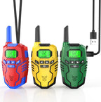 Walkie Talkies Toys for Kids Rechargeable, Long Range 2 Way Radio, Outdoor Camping Games Party Toys for 3 4 5 8-12 Year Old Boys Birthday Xmas Gift for Kids, 3 Pack