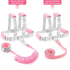 Accmor 3 in1 Toddler Harness Leash with Anti Lost Wrist Link, Harness Leash for Toddlers, Baby Leash, Child Walking Harness Kids Leash Wristband Rope Belt with Lock for Girls to Outdoor Travel (Pink)