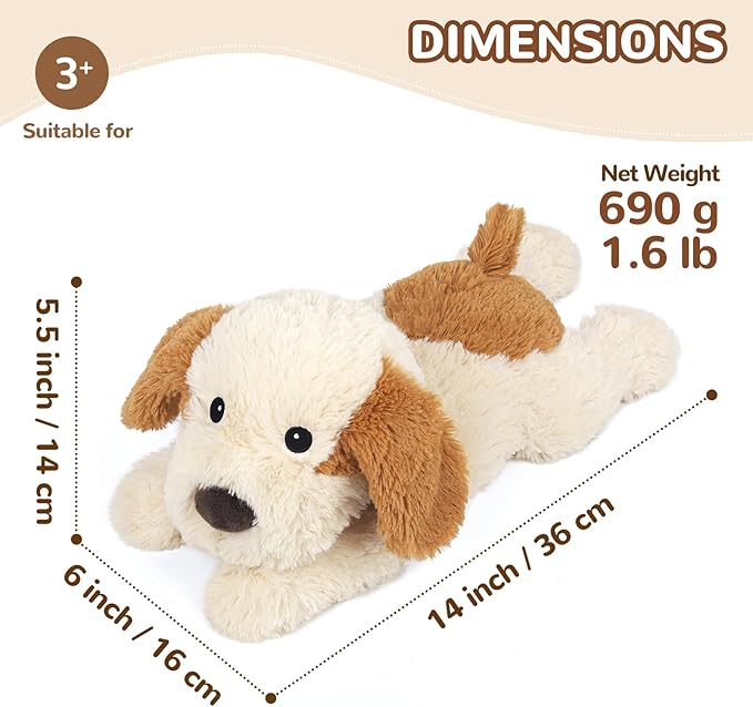 Puppy Stuffed Animals, Microwavable Stuffed Animal Adorable Fluffy Dog Plush for Warmth, Heatable & Coolable Lavender Scent Puppy Plush Toys, Cute Soft Dog Plushies for Kids & Adults Girls Boys Gifts