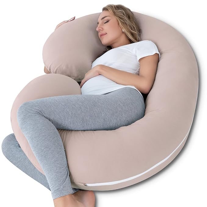 INSEN Pregnancy Pillow Cooling, Maternity Pillow with Soft Cotton Cover, C Shaped for Side Sleeping