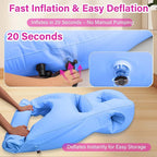 Inflatable Pregnancy Pillow with Belly & Head Hole – Full Body Maternity Airbed for Stomach Sleeping, Back Pain & SPD Relief – Comfortable, Portable & Includes Electric Pump Blue
