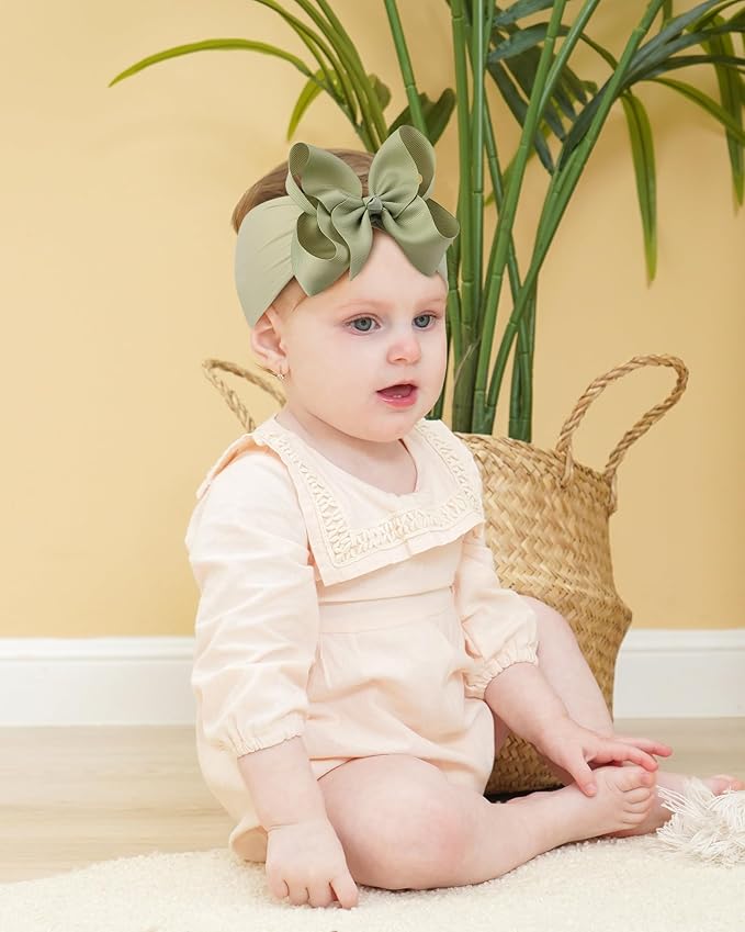 doboi 20PCS Baby Bows Baby Girl Headbands Nylon Hairbands with Ribbon Bow Handmade Elastic Baby Hair Bows Headbands for Baby Girls Newborns Infants Toddlers and Kids