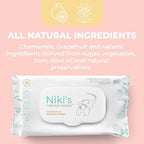 Niki's Natural Baby Wipes | Sensitive Organic Baby Wipes | Made with Manuka Honey and Coconut Oil, No Added Scents | EWG Verified | 248 Wipes (4 Pack x 62 Count Wipes)