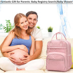 Diaper Bag Backpack for Women with Changing Pad, Baby Bag with Insulated Pockets Multifunctional Diaper Bags For Baby Girl Boy Waterproof Baby Bags For Boys Girls Maternity Bag Baby Pink