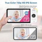 VTech VM919-2HD Baby Monitor, 7" 720p Screen, 2 Cameras, 360 Panoramic Viewing, 110 Wide-Angle View, Night Vision, Up to 1000ft Range, Secured Transmission No WiFi