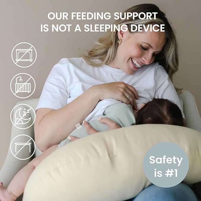 snuggle me Organic Nursing Pillow (New 2025 Design) | Bottle & Breastfeeding Pillow with Organic Cotton Cover & Fiberfill, Machine Washable Feeding Pillow, Newborn Essentials Must Haves (Honey) - v2