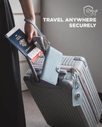 VULKIT Airtag Passport Holder for Travel, RFID Blocking Travel Wallet, Passport Cover for Family with Luggage Tag & Wrist Strap, Holds ID Card, 6+ Cards, Tickets, Cash, Coin, Blue, Family 4 persons