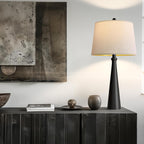 Oneach 25.75" Table Lamps Set of 2 for Living Room Bedroom, Bedside Lamp 3-Way Dimmable Touch Control, Modern Black Nightstand Light Fabric Shade Vintage Accent Style