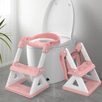2 in 1 Potty Training Toilet Seat & Toddler Step Stool, Bottom Triangle Stability Toddler Toilet Seat, Adjustable Step & Seat Height Potty Seats for Toddlers Boys Girls (Pink)