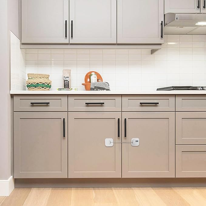 Cabinet Locks with Combination,Drawer Lock,Child Proof Refrigerator Lock,Child Safety Locks for Cabinets (White 4pcs)