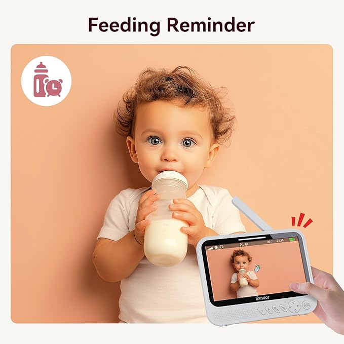 No WiFi Baby Monitor, 7" IPS Screen, 720p Baby Monitor with Camera and Audio, 5000mAh Battery, 1000ft Range, 6 Lullabies & 2 White Noise, VOX, Temperature Sensor, Night Vision, 2-Way Talk