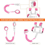 2 in 1 Toddler Leash Anti Lost Wrist Link Pink Safety Harness with Lock for Kids, Baby Leash Anti Lost Wrist Link Safety Wrist Link for Toddlers(Pink 8.2 Ft) …