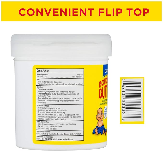 Boudreaux's Butt Paste Original Diaper Rash Cream, Ointment for Baby, 16 oz Flip-Top Jar