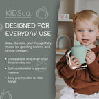 Silicone Sippy Cups with Easy Grip Transition Handles and a Soft Spout. A Non Toxic No Spill Unbreakable Training Cup. 150ml/5oz |2-PACK Green and Sandy Shore|