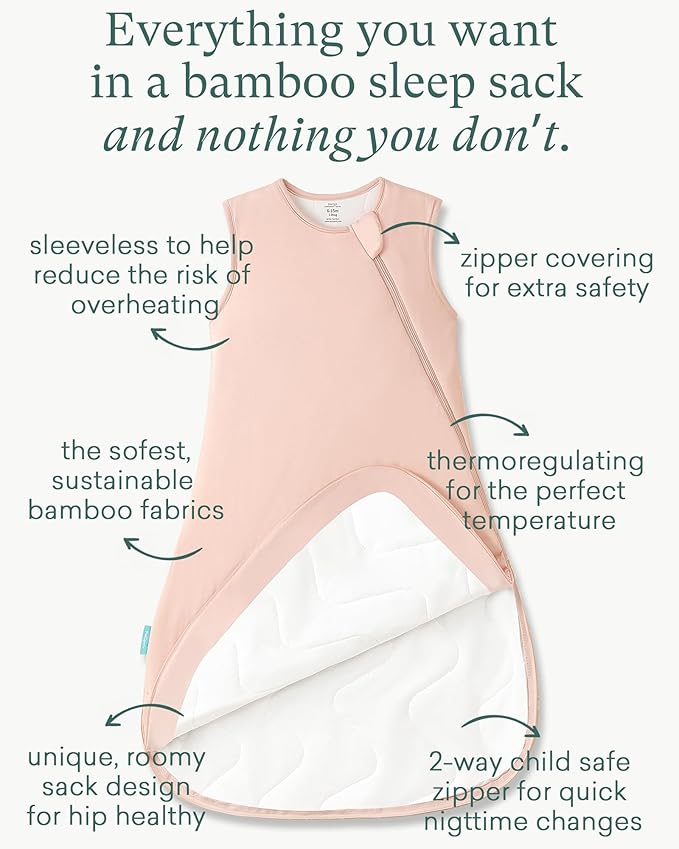 Supersoft Sleep Sack 1.0 TOG, Premium Bamboo Viscose Baby Sleeping Bag 2-Way Zipper Sleep Sack Baby Wearable Blanket